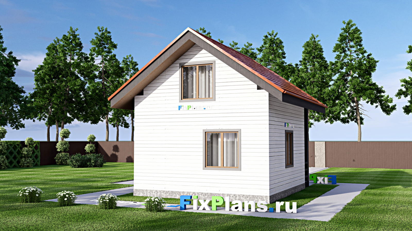 Проект дома с мансардой 7х6 м S40м2 F-15371