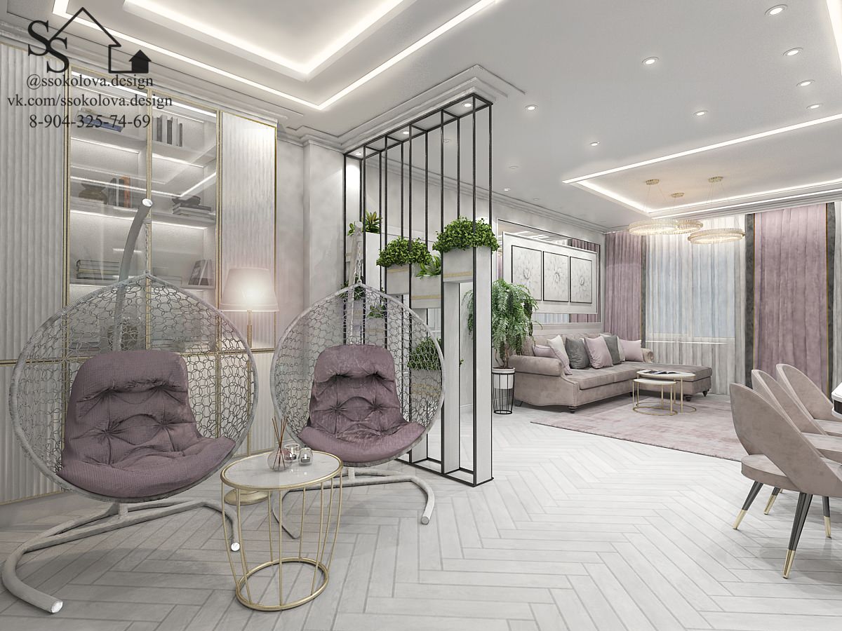 Обложка проекта: Кухня-гостиная в светлых тонах