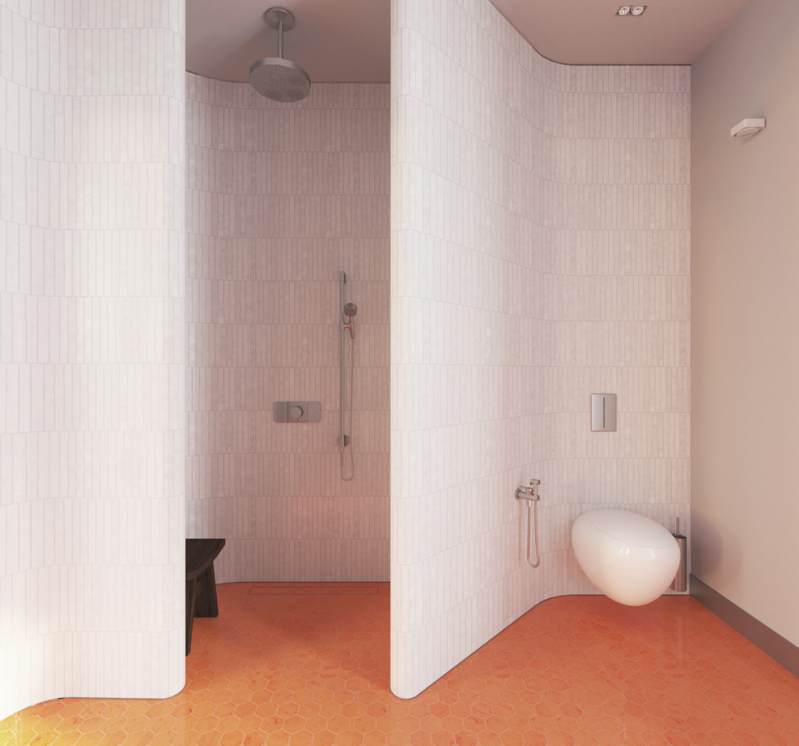 Обложка проекта: Душевая комната с пластичными линиями