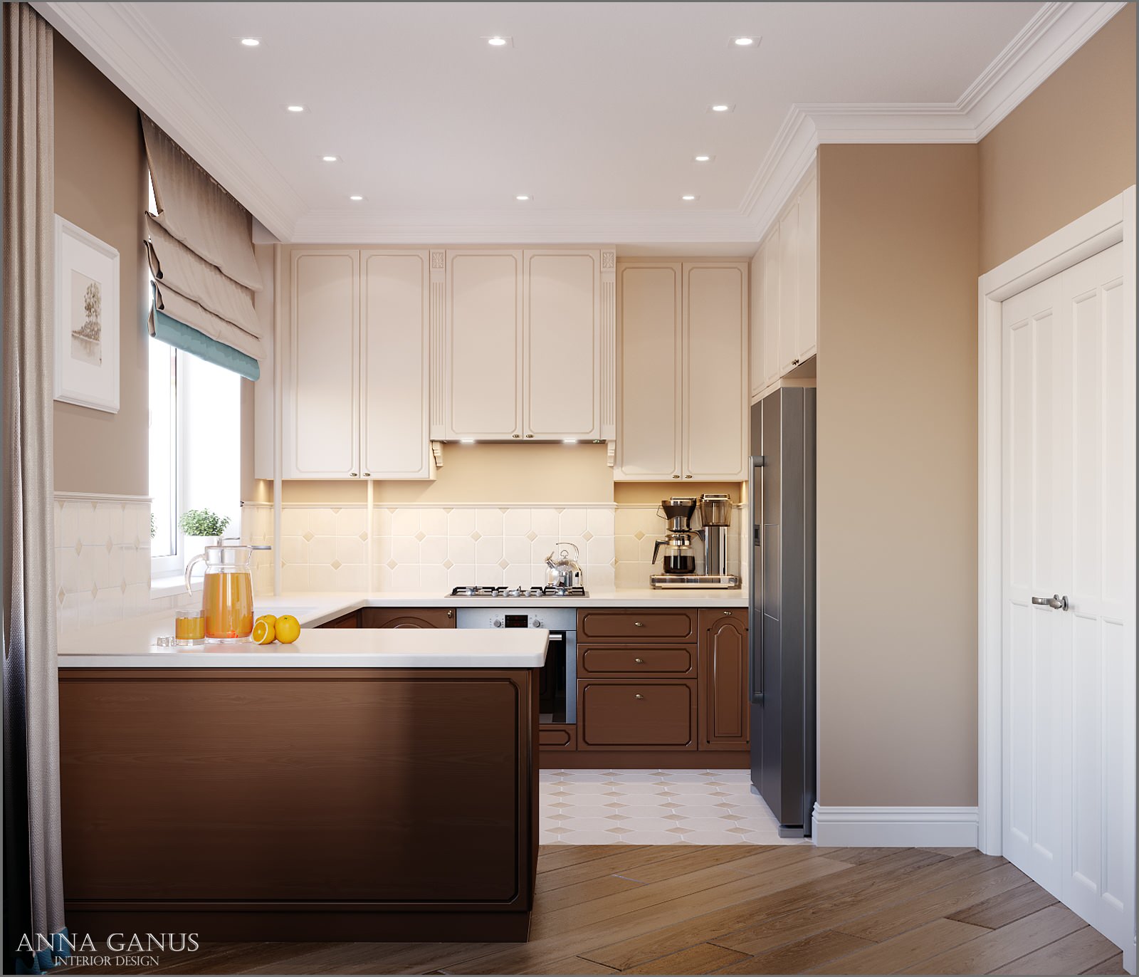 Кухня и гостиная в коттедже