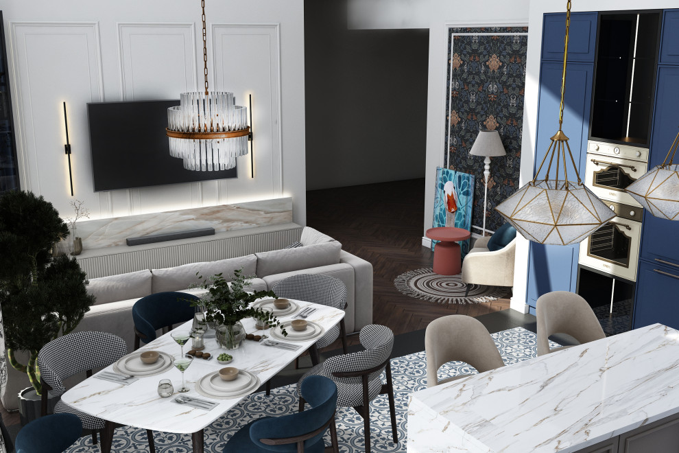 Кухня-гостиная в коттедже 1