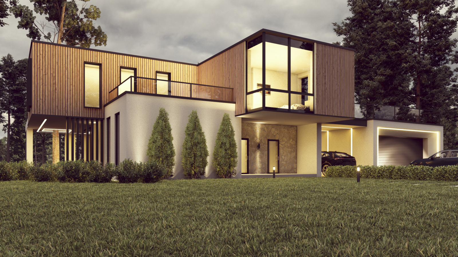 Обложка проекта: Проект двухэтажного дома в стиле Хайтек 253 кв.м