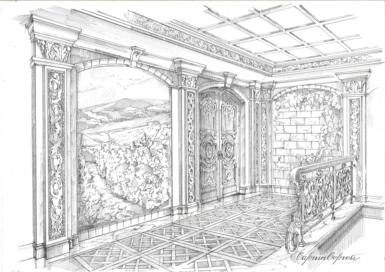 Акварельные эскизы. Загородный дом в Екатеринбурге.