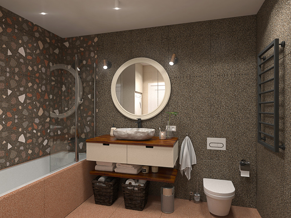 Ванная комната с контрастной плиткой