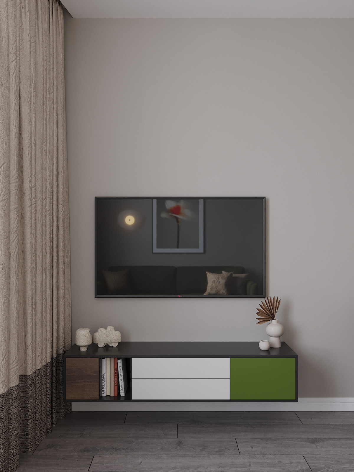 квартира с зеленым диваном