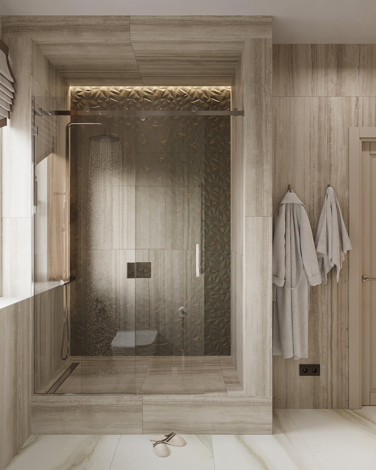 Душевая с окном в частном доме г. Казань