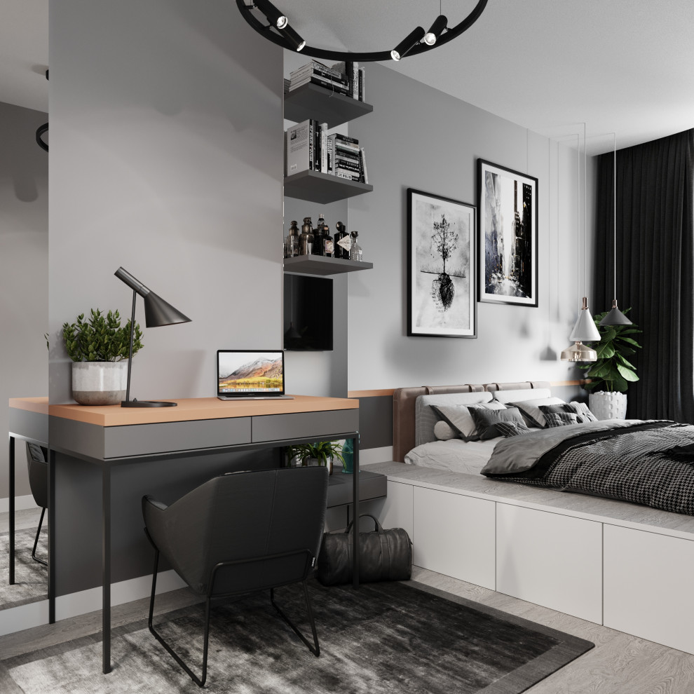 Квартира для холостяка с одной спальней и кухней-гостиной