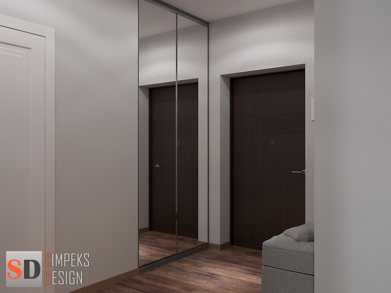 Dressing room with mirror in the hallway