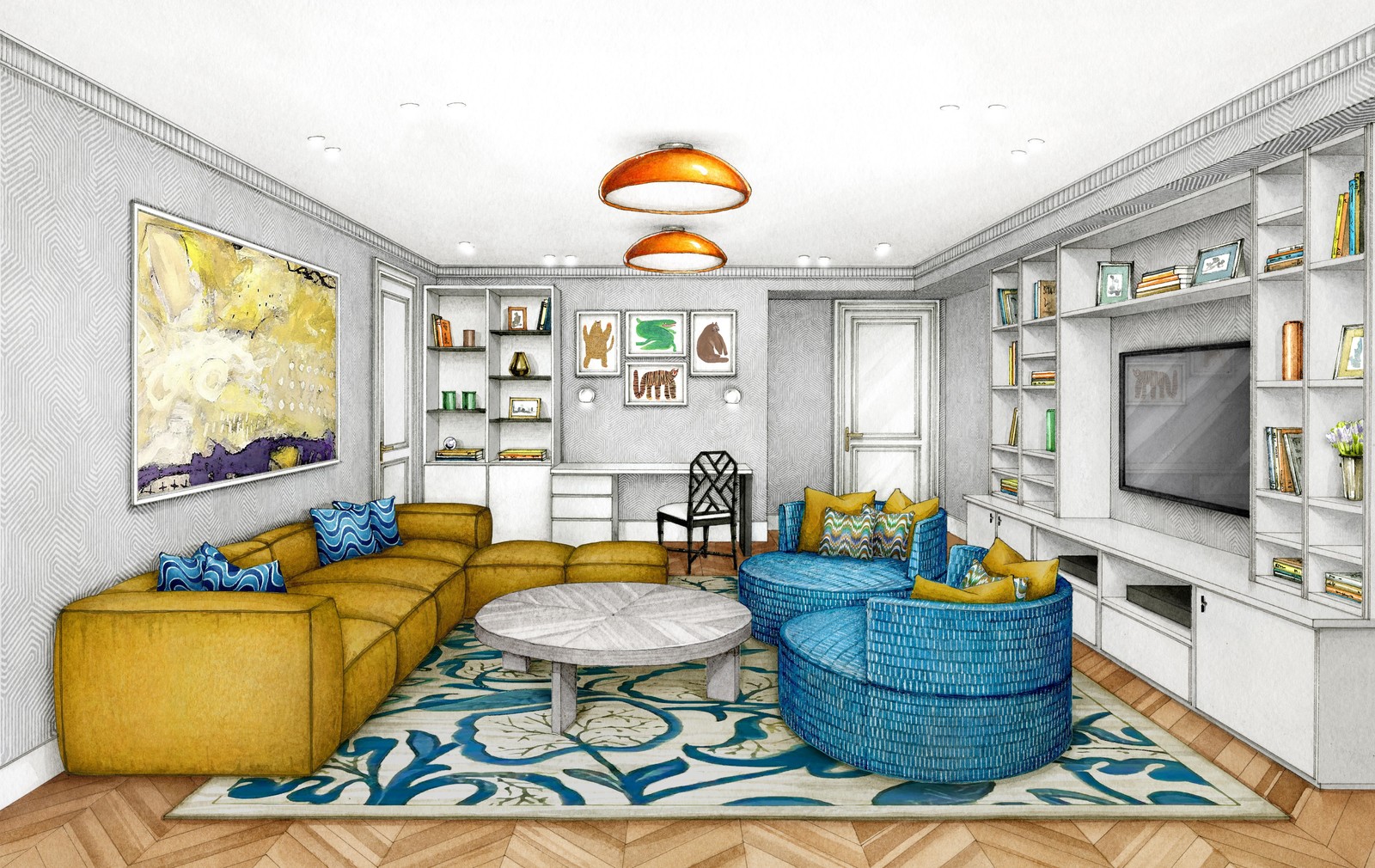 Эскизный проект квартиры в Казани для дизайн-студии Марины Кочеровой