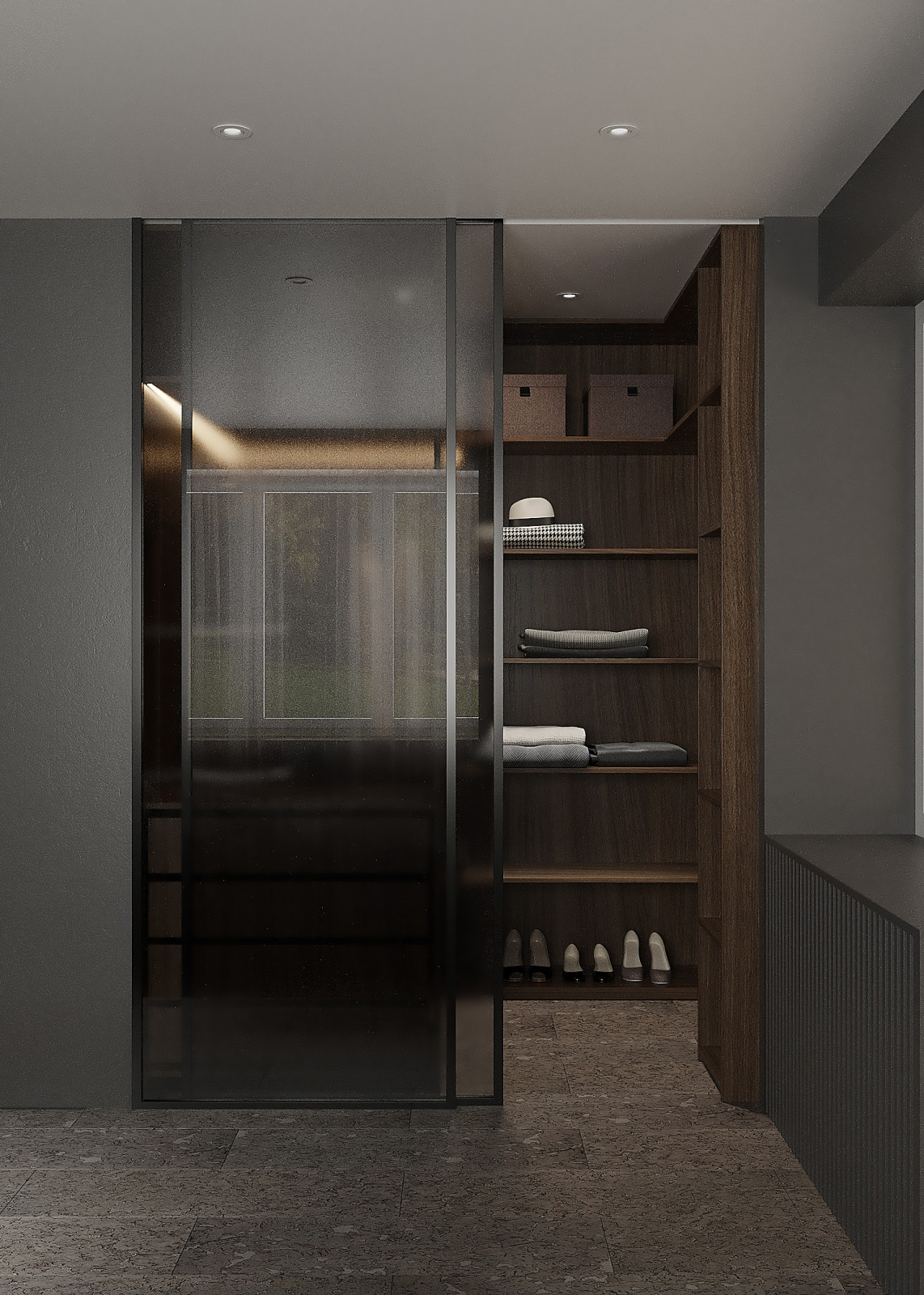 Минималистичная квартира с тёмной спальней