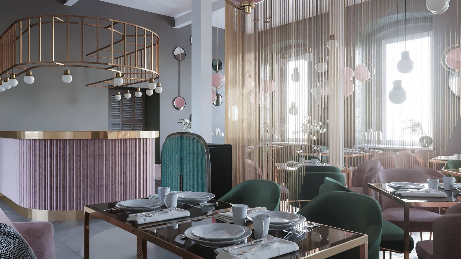 Restaurant_011_визуализация интерьера для ресторана "Джульетта" в г. Спб