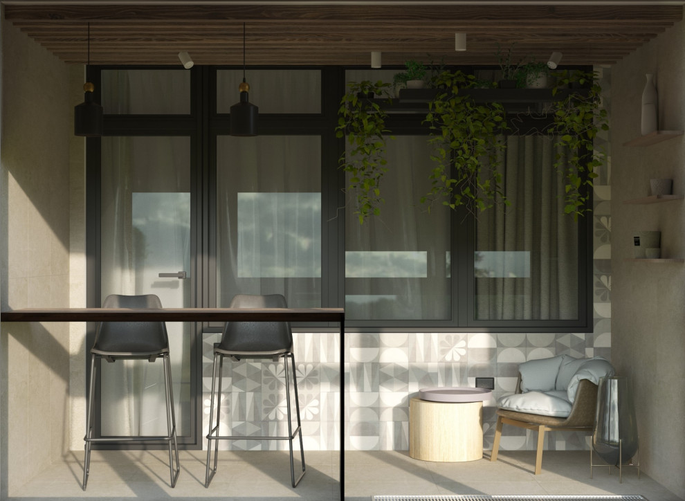 Обложка проекта: Балкон в стиле ваби-саби/этно из дизайн-проекта в ЖК Спортивный парк, Москва