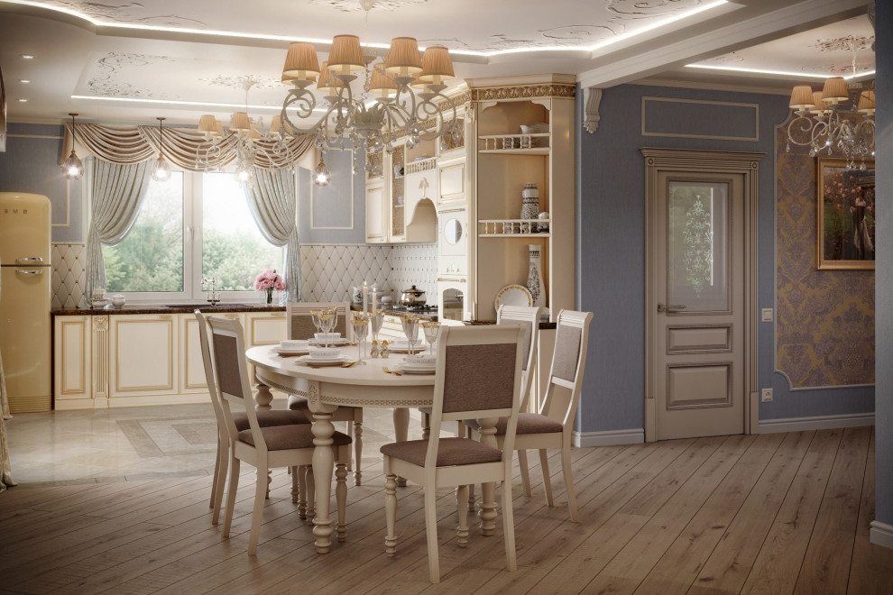 Дизайн кухни-гостиной в загородном доме. Всеволожск