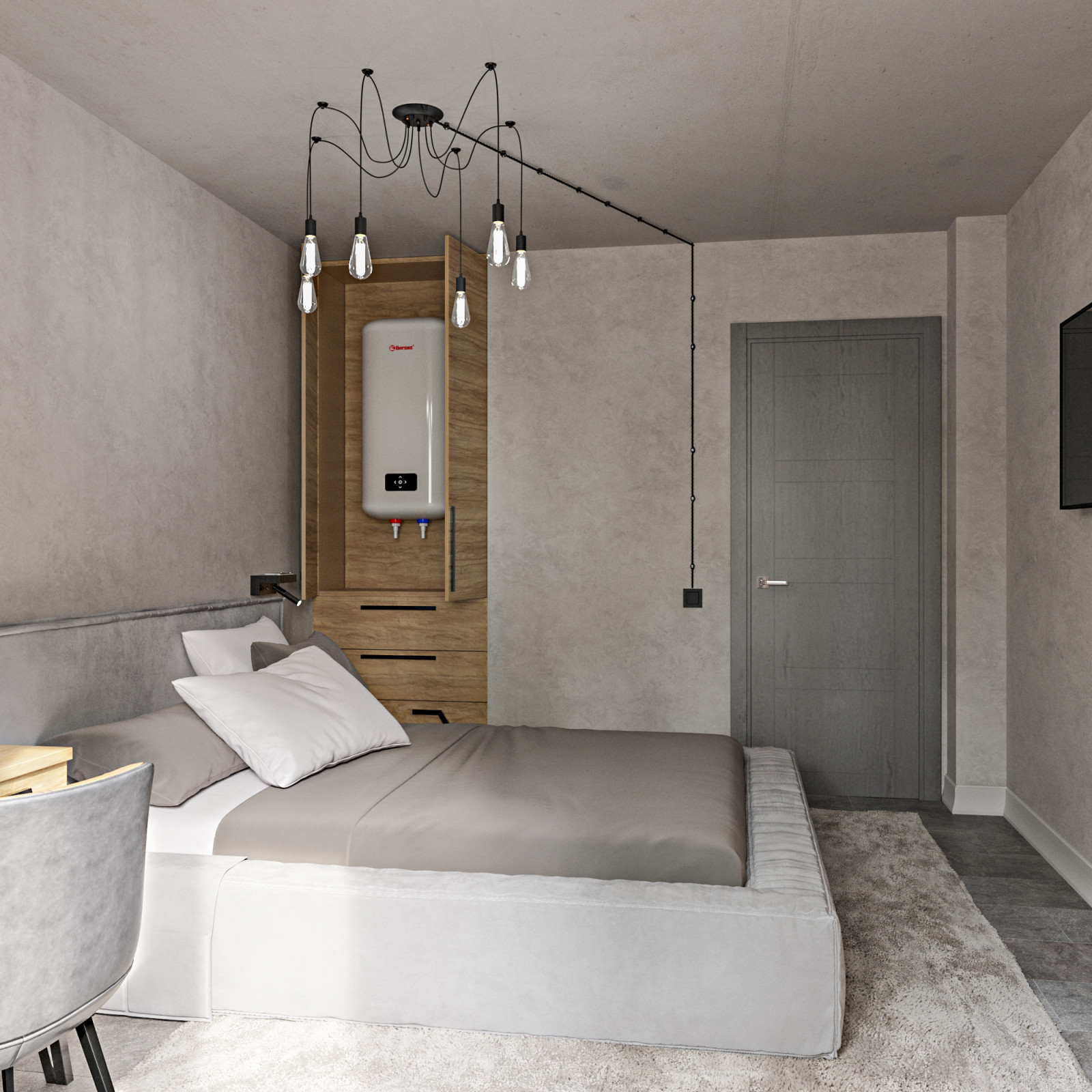 Серая квартира лофт