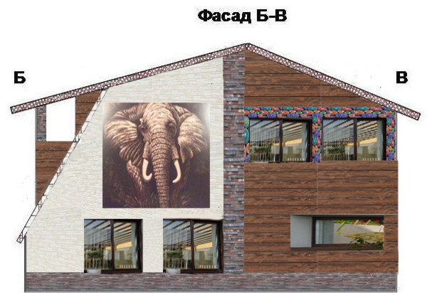 дизан-проект фасада дома в стиле Гауди