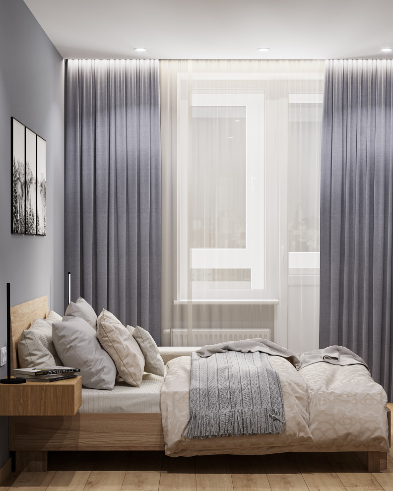 Аскетичный интерьер спальни для молодой пары