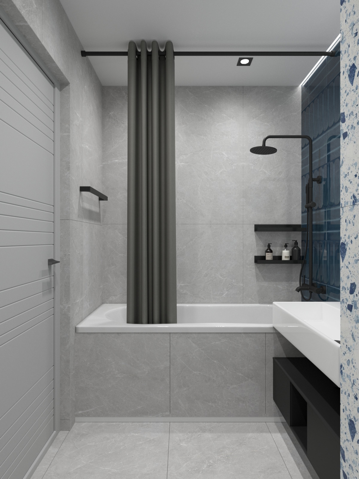 Квартира в современном стиле с синим акцентом