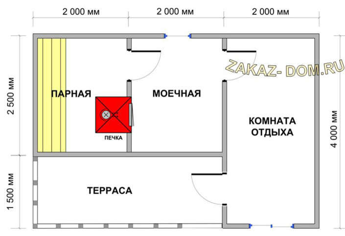 Баня из профилированного бруса (4х6 м) - Проект № Б-8