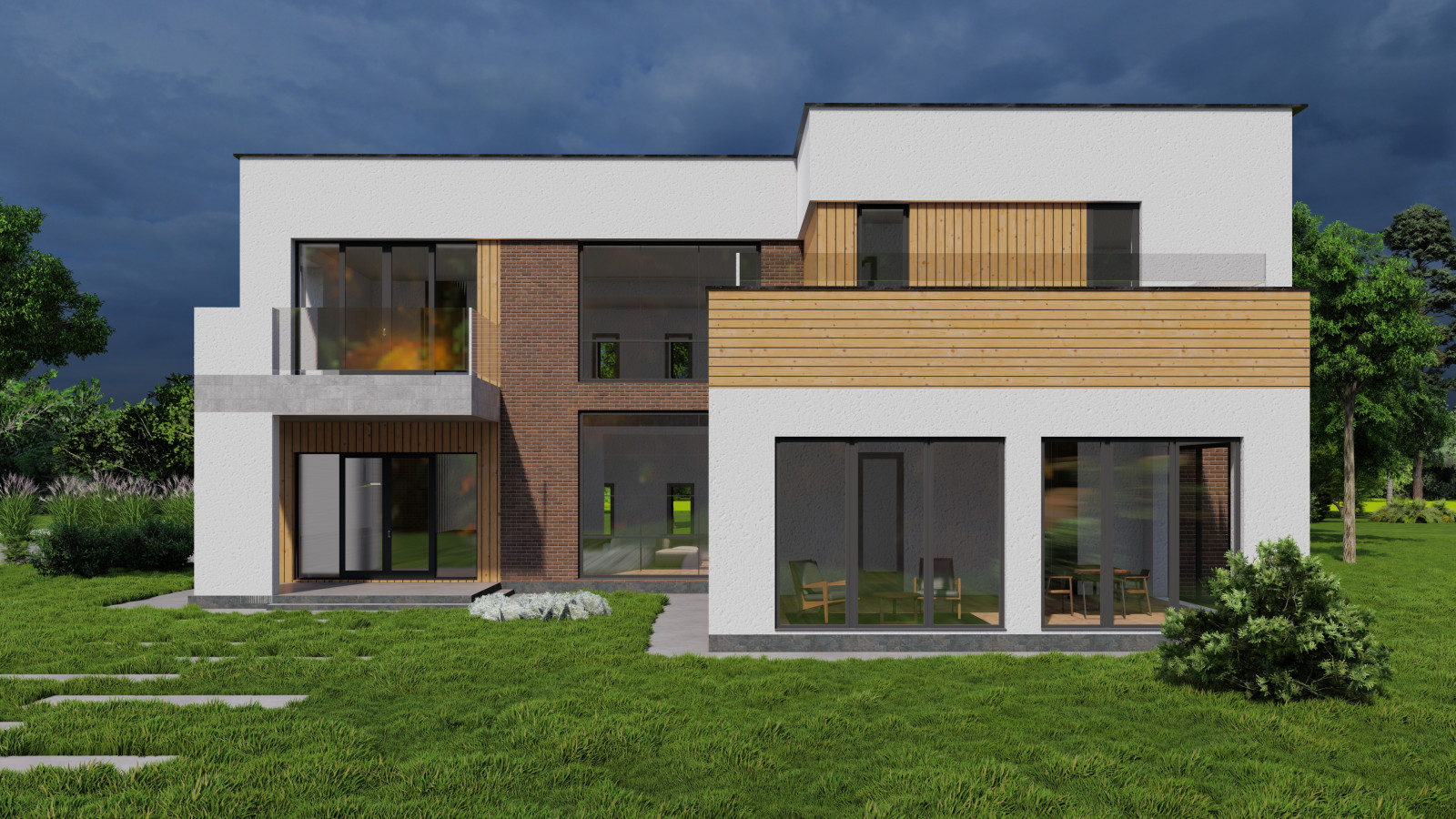 Двухэтажный дом со вторым светом и гаражом