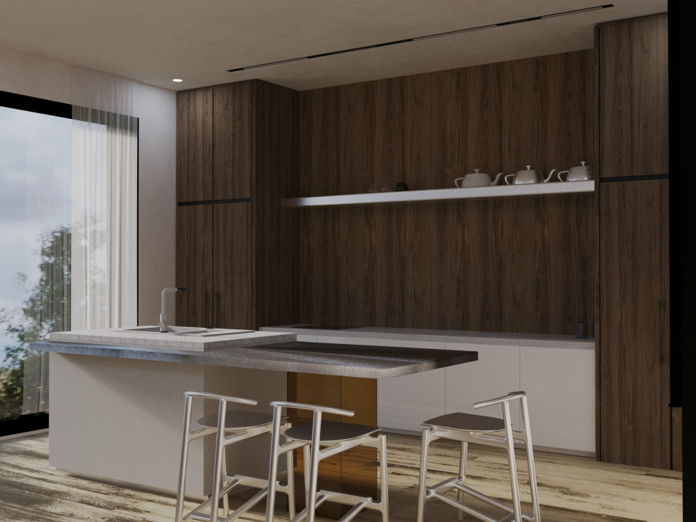 Визуализация кухни-гостиной в 3d Max