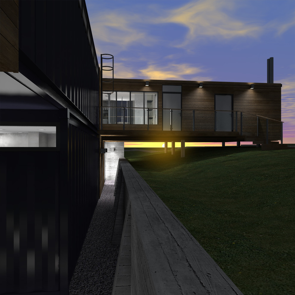 Дом из четырех 40-ft HC морских контейнеров. Интерьер