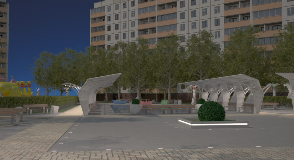 Центральная площадка ночью