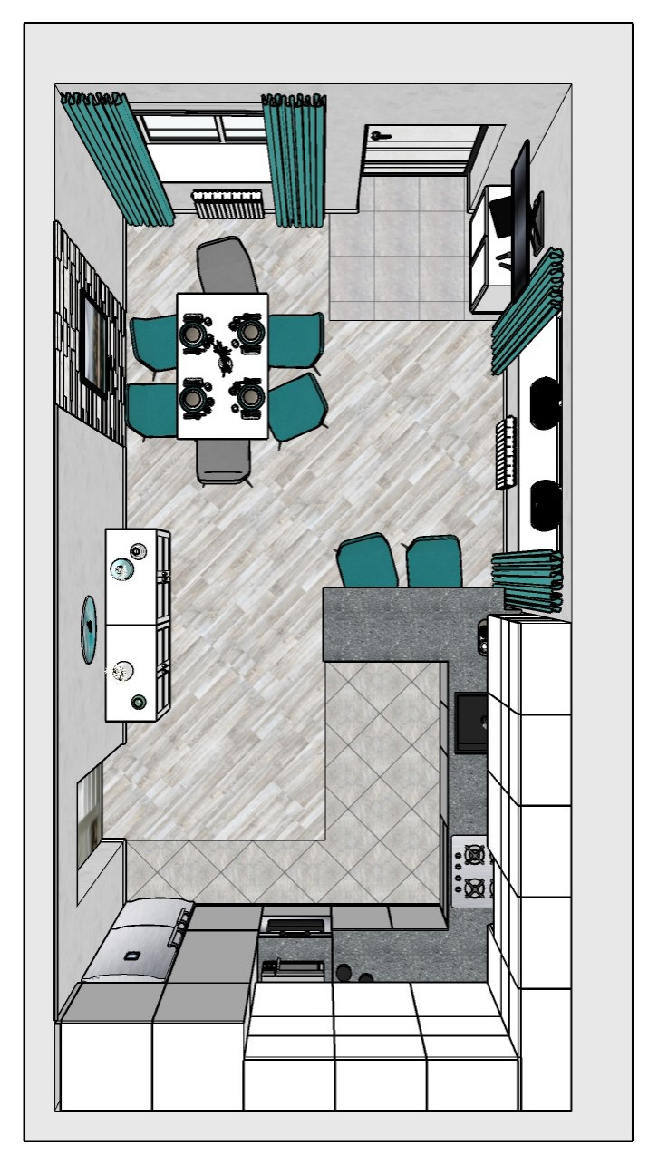 Кухня-столовая вид-сверху