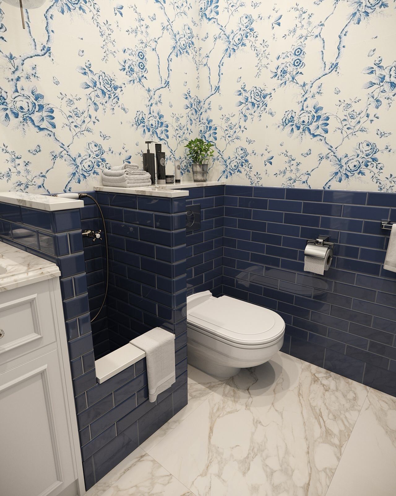 Визуализация санузла с душем для собаки