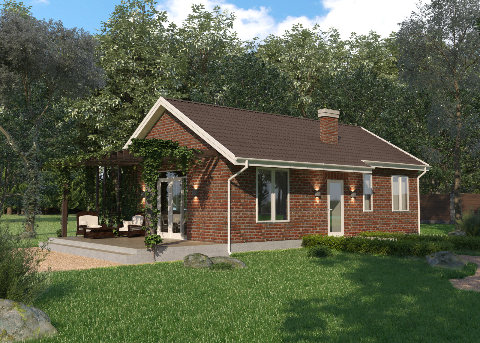 Одноэтажный загородный дом 75 кв.м.