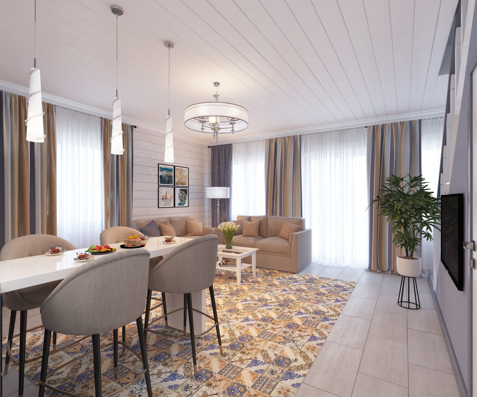 Кухня-гостиная в загородном доме