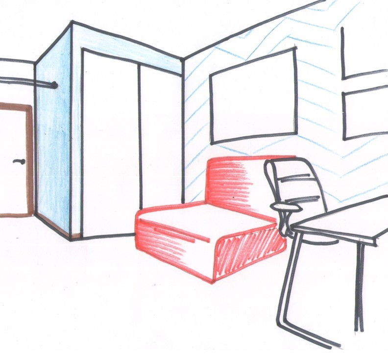 Детская для школьника с видом на питерские крыши.