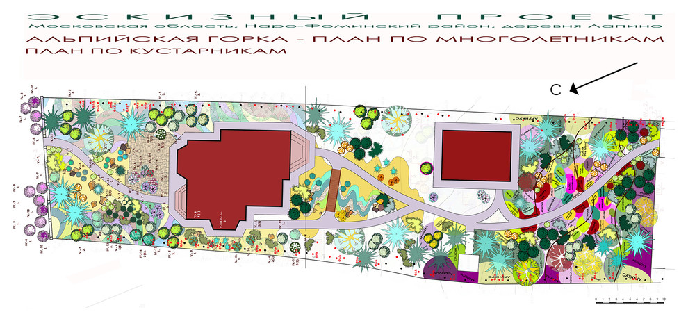Проект дачного участка - альпийская горка - план посадок.