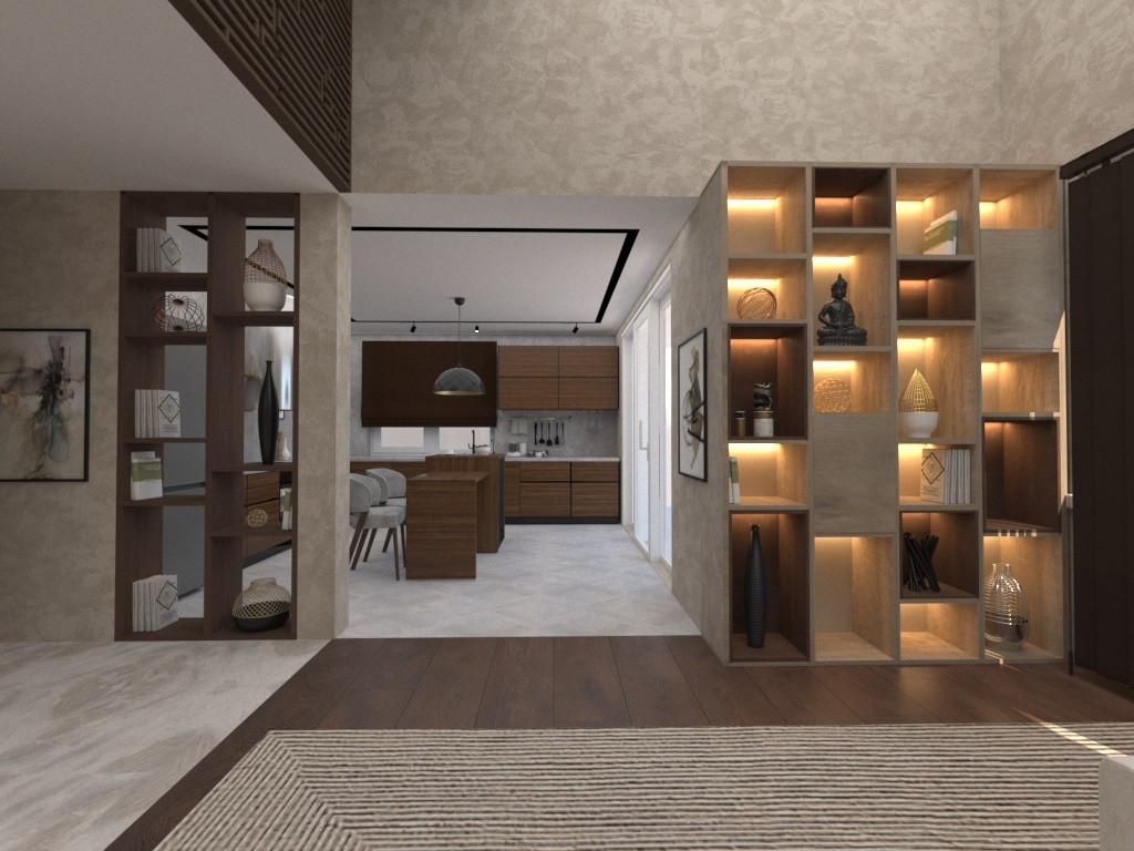 Вид на кухню из зала