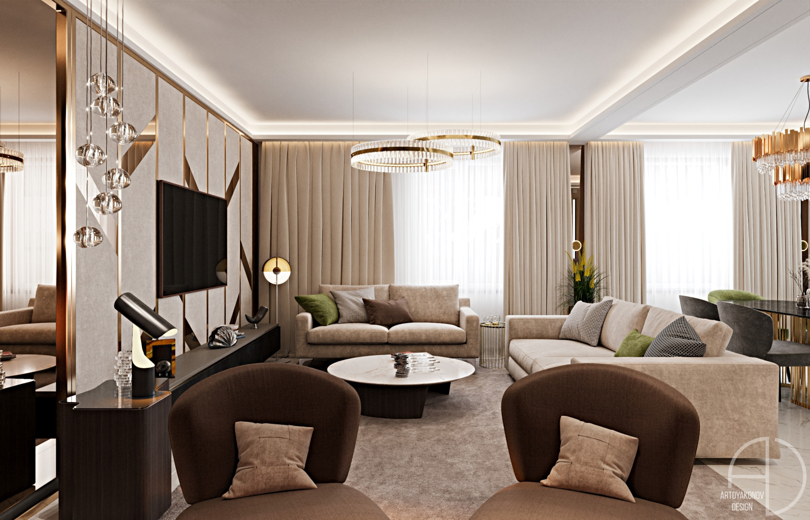 Дизайн интерьера загородного дома. Поселок Зеркальный 250 м2