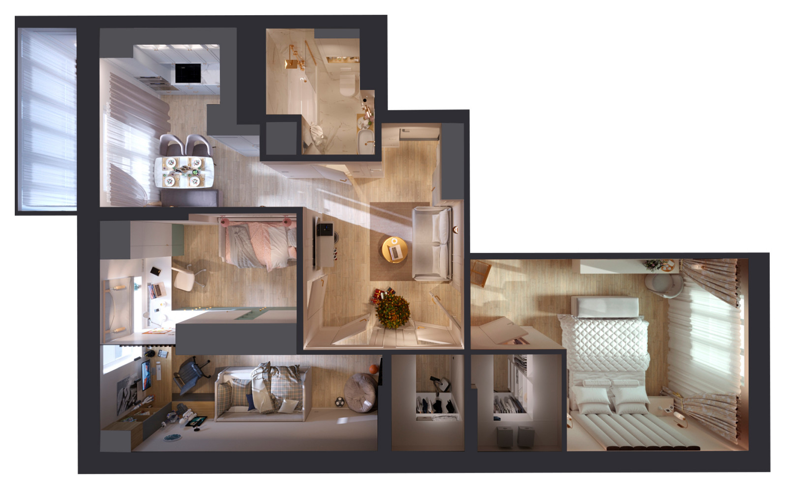 Обложка проекта: ЖК «ЗОЛОТАЯ СЕРЕДИНА» 78 м2 КАЗАНЬ 2021