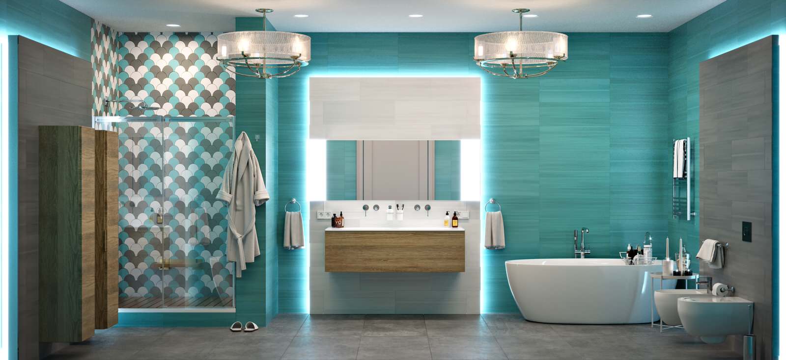 Визуализация ванной комнаты "Лазурь"