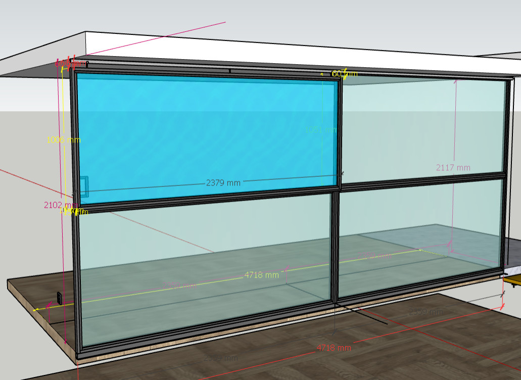 Обложка проекта: Остекленная перегородка LOFT с динамическим окном (слайд)