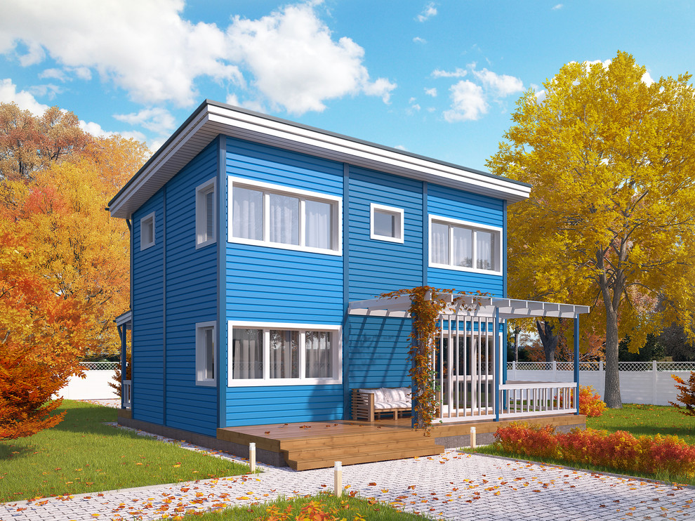 Обложка проекта: Дом из клеёного бруса для постоянного проживания "Оптима 3 с террасой и крыльцом