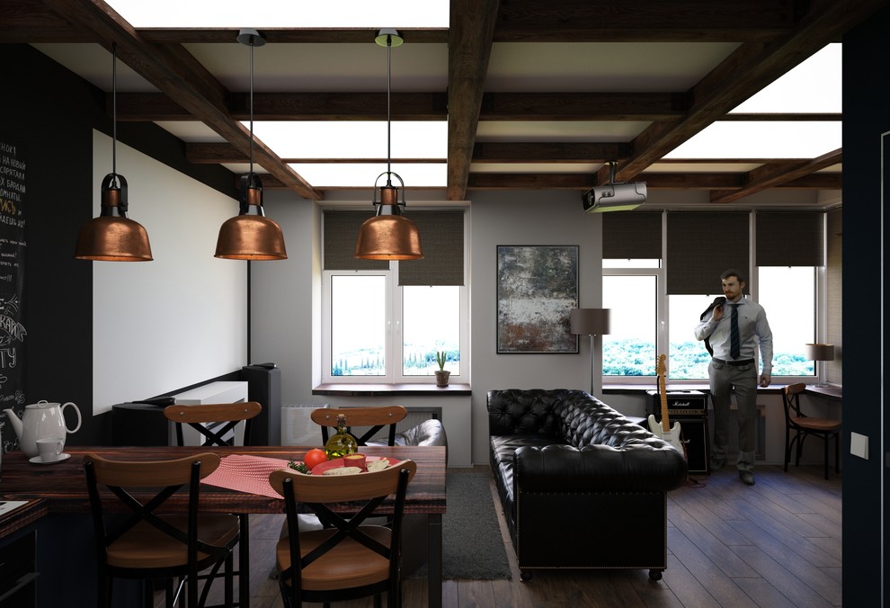 Проект двухэтажной квартиры в индустриальном стиле в ЖК АРТ, Москва.