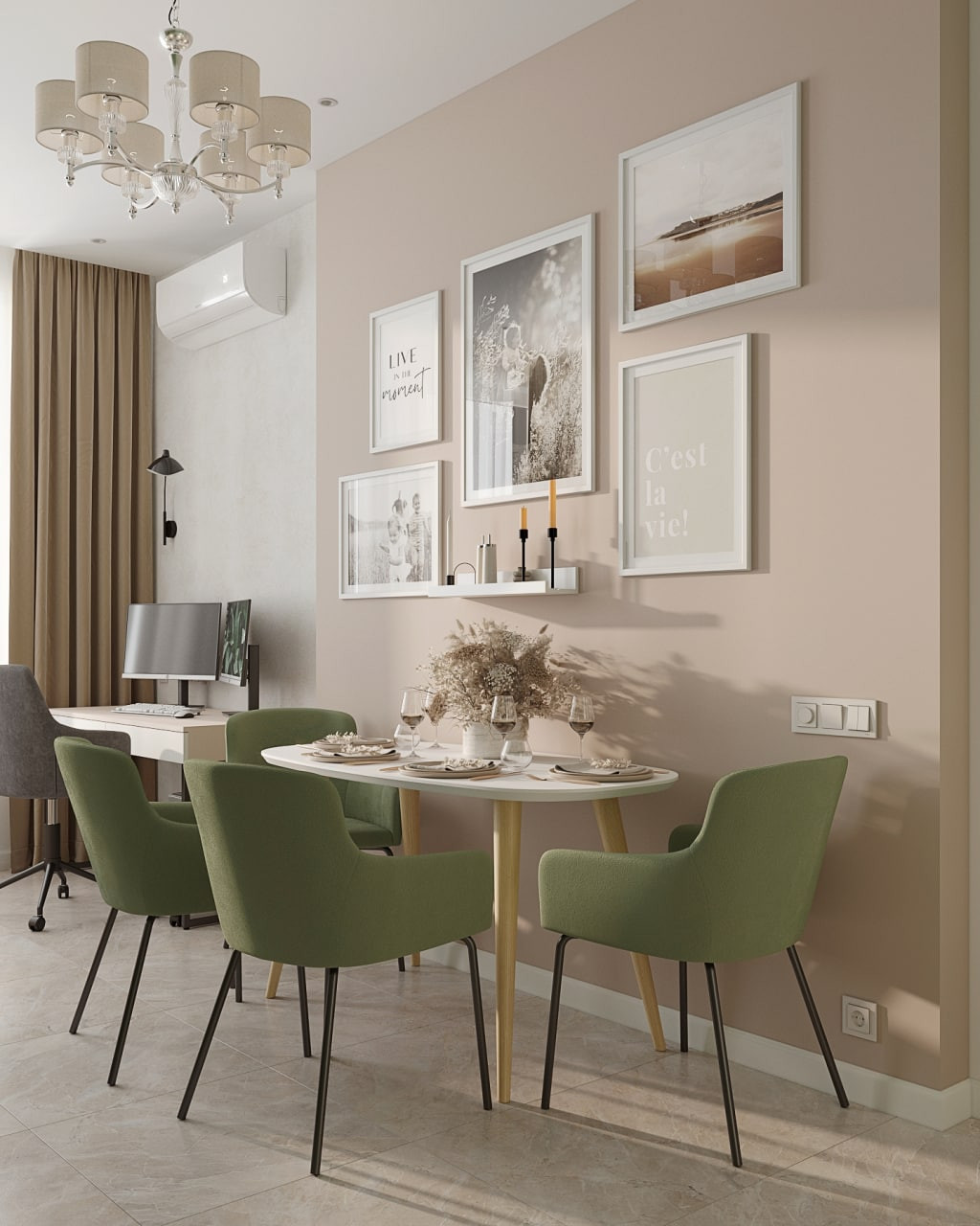 Свежая кухня в зеленых оттенках