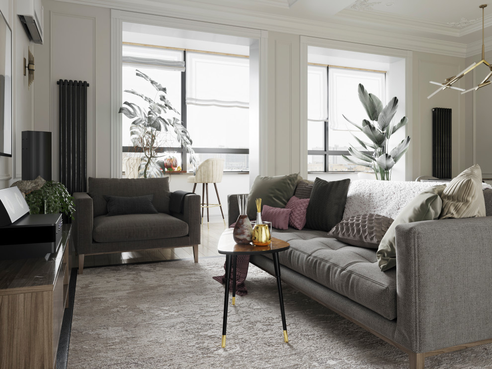 3D визуализация кухни-гостиной