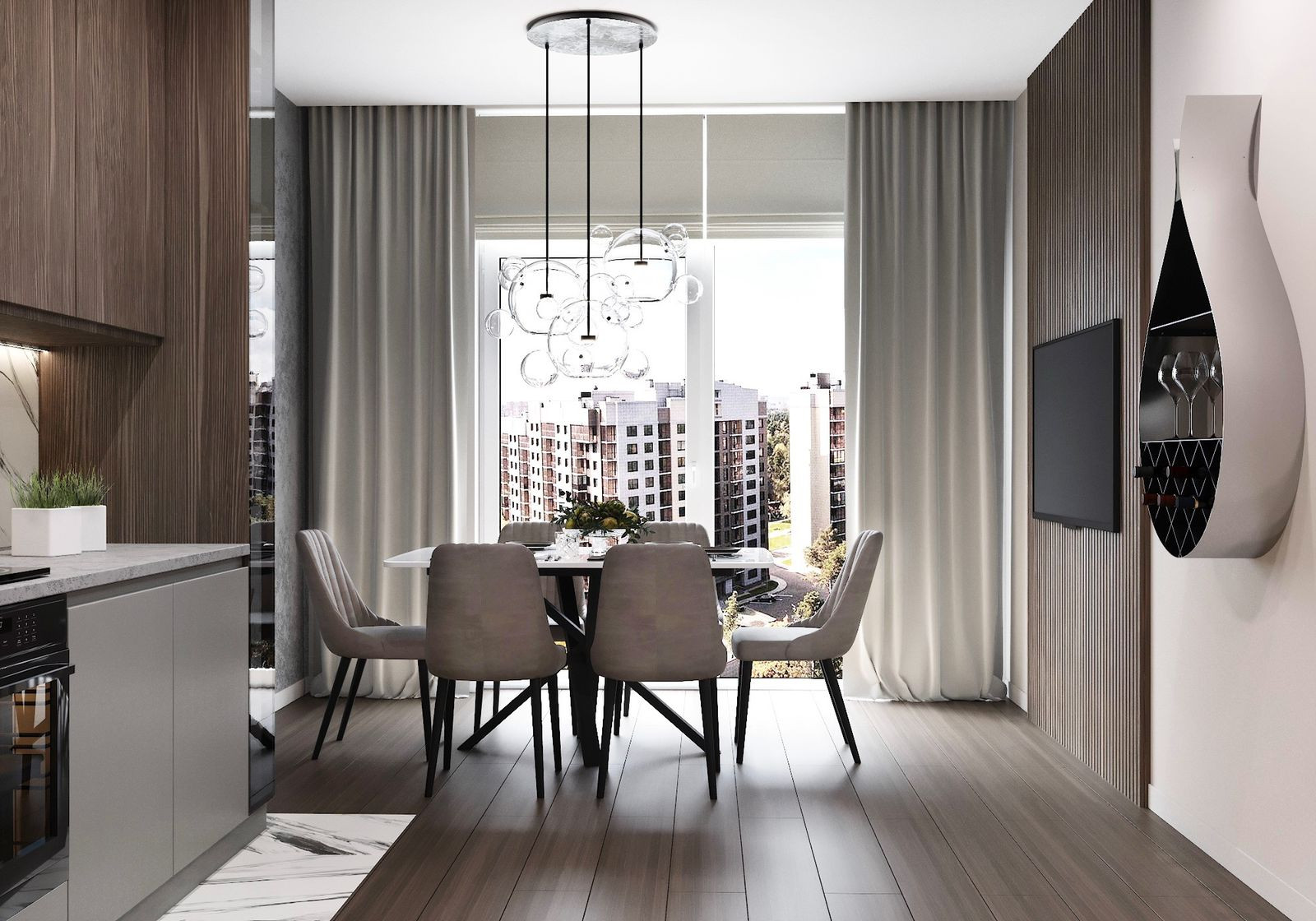 "Магия серого". Квартира 58 кв.м в ЖК "VITALITY", Москва