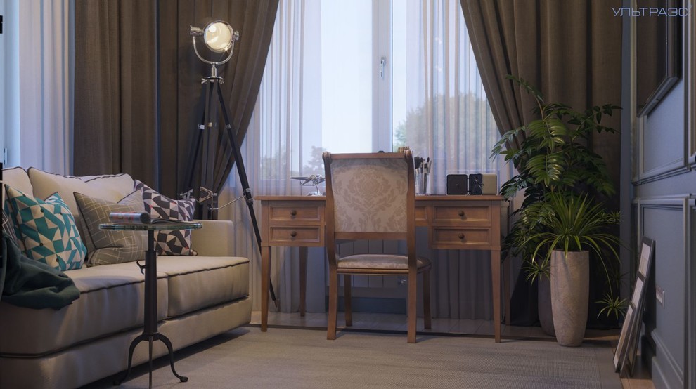 спокойный кабинет в колониальном стиле