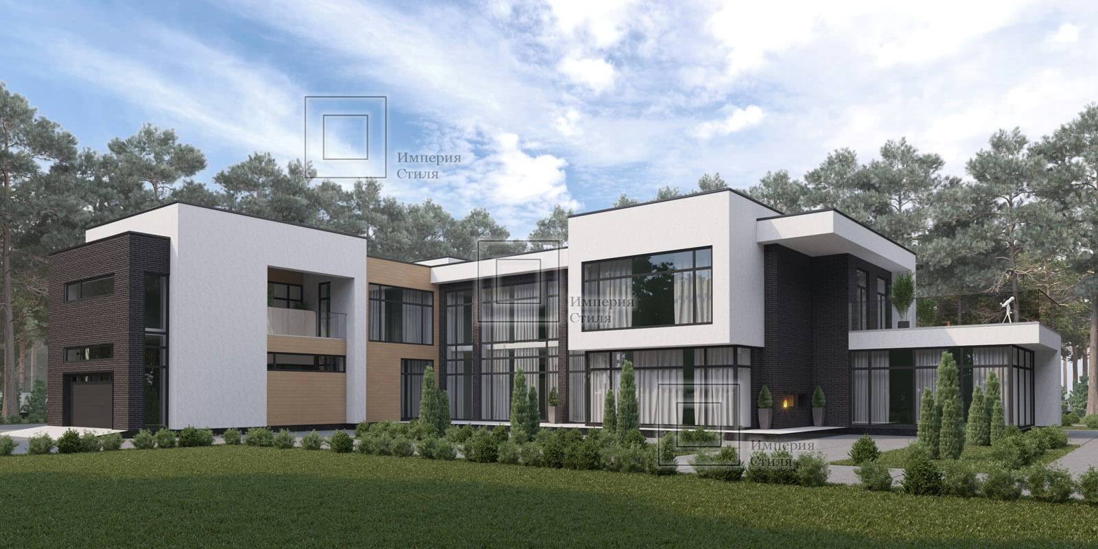 Проект дома с гаражом на три машины