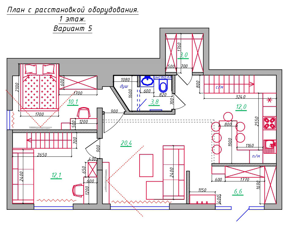 Поиск планировки: Двухуровневая квартира в Сочи — 5 планировок