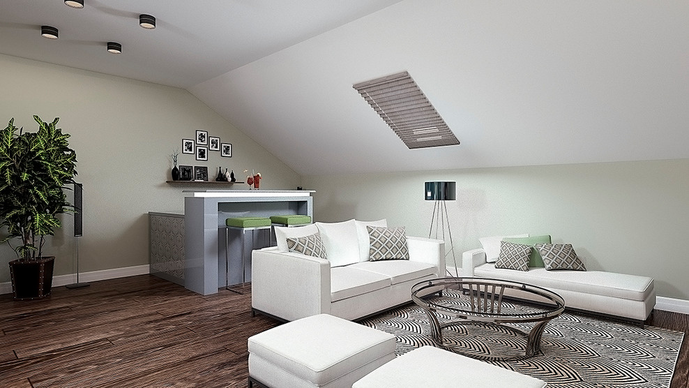 Кабинет и домашний кинотеатр в мансарде 45 кв. м