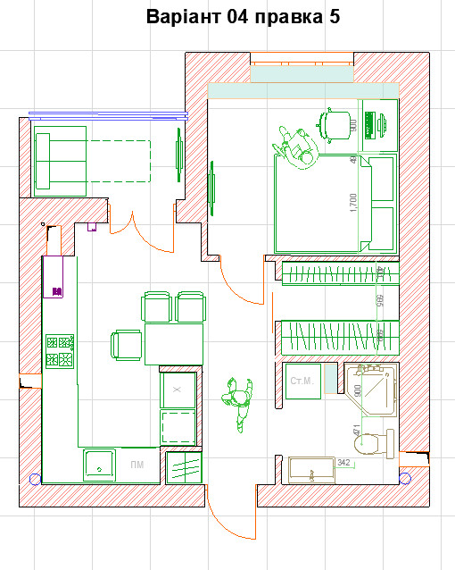 Обложка проекта: Planungslösung 37m2 (Planning solution 37 sq m)