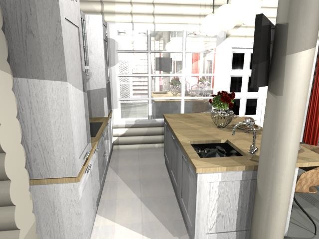 кухня-столовая в доме из бруса