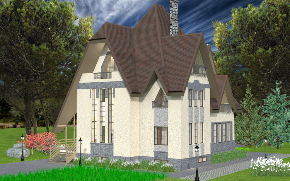 Кирпичный коттедж в 4 этажа