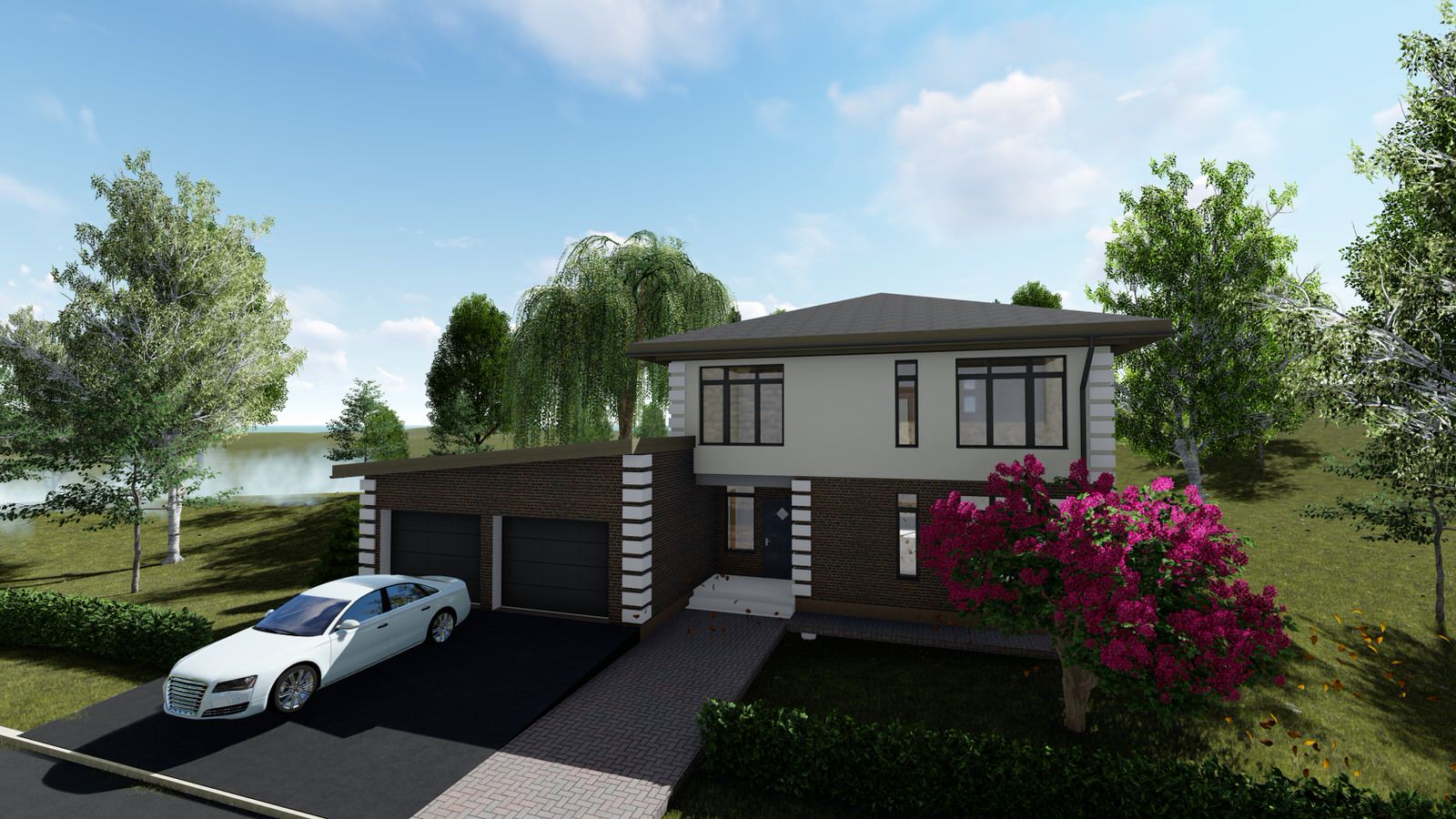 Двух этажный дом с гаражом на 2 машины